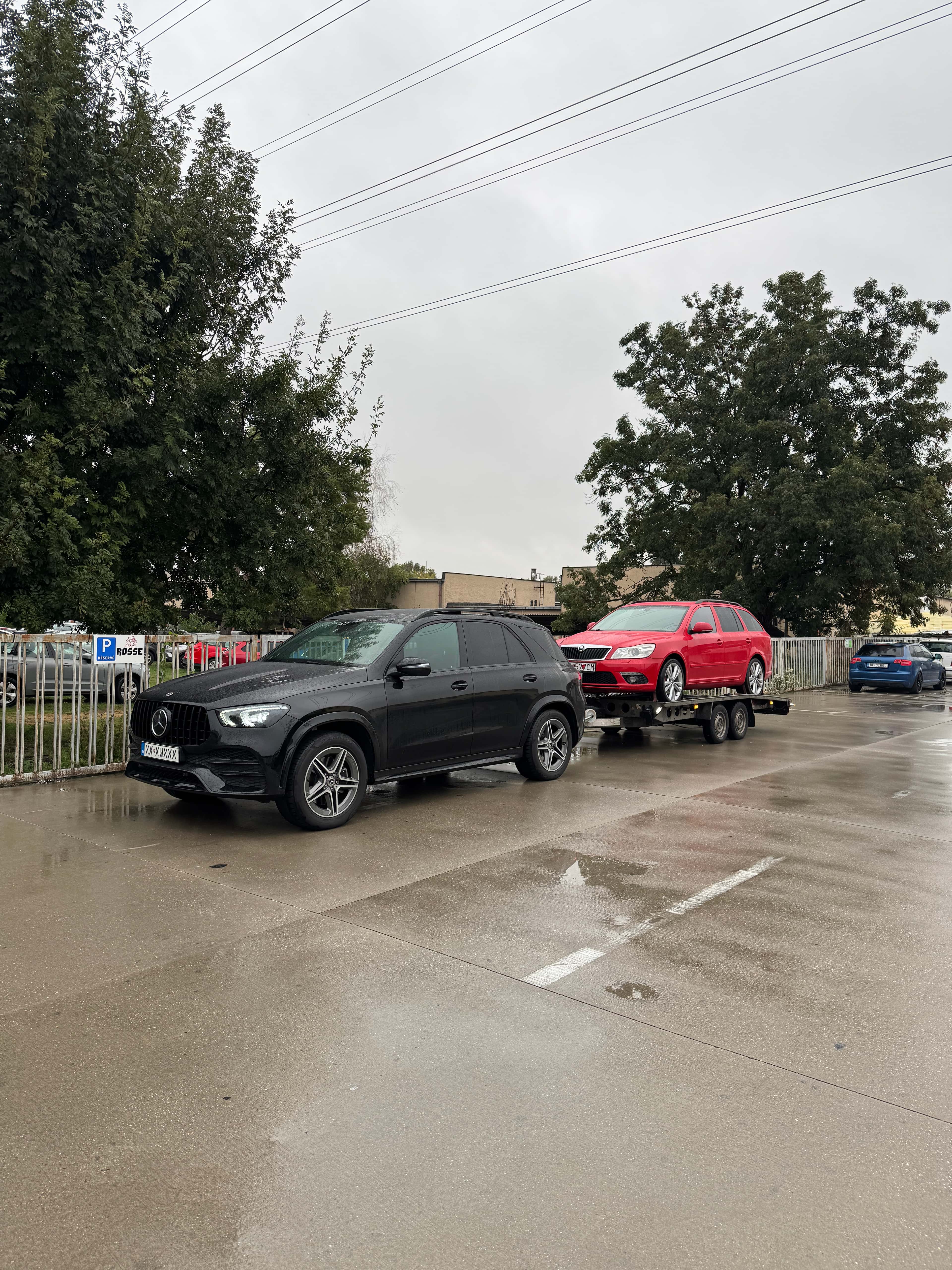 Tow truck on a city street